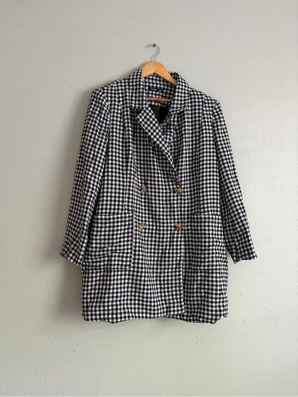 Checkered Double Breasted Blazer